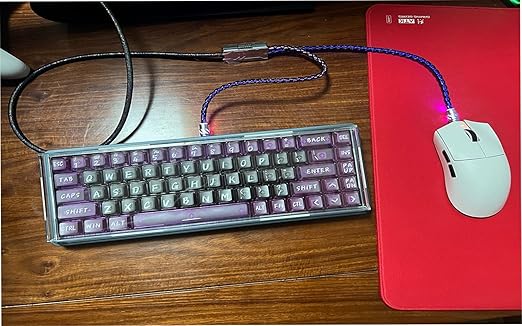 2-IN-1 USB C Dual 8K Mechanical Keyboard Magnetic Axis Cable  6mm Thick Braided RGB Flash Cable No Interruption Metal Plug for Mechanical Keyboards/Mice/Hubs USB-C to USB-A1.5Meter (Silvery)