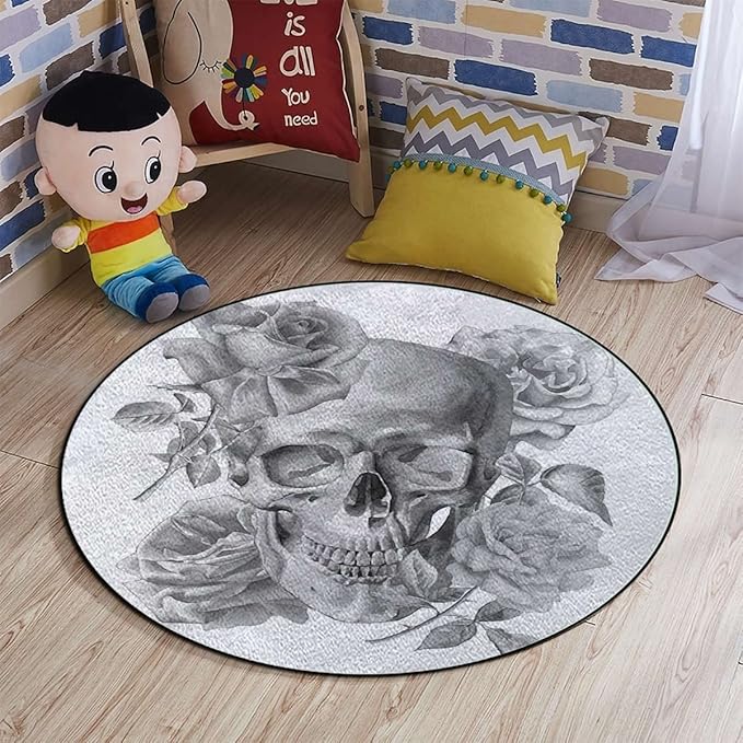 Romantic Style Round Office Chair Mat for Hardwood Floor Computer Gaming Rolling Chair Mat Floor Protector Mat Desk Rug Grey Monochrome IllustrationGrey Diameter 47.2 in