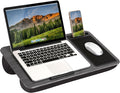 LAPGEAR Home Office Lap Desk with Device Ledge Mouse Pad and Phone Holder - Gray Woodgrain - Fits up to 15.6 Inch Laptops - Style No. 91545