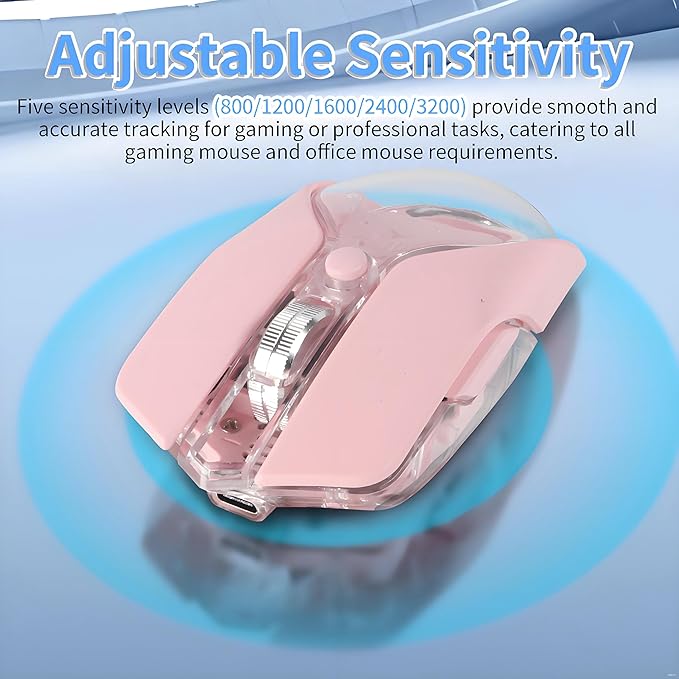 Wireless Mouse-3 Modes: 2.4G Bluetooth &amp USB-C Wired Silent RGB Type-C RechargeableBattery Display Magnetic Shell Ideal for Gaming &amp Office Use Compatible with Laptops &amp MacBooks (
