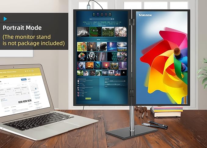 Triple Screen 15.6 Portable Foldable Monitor Dual Screen with VESA Extender 1080P FHD IPS for Laptop PC 360°Rotation Kickstand for Windows MAC OS SmartphonePS5Switch