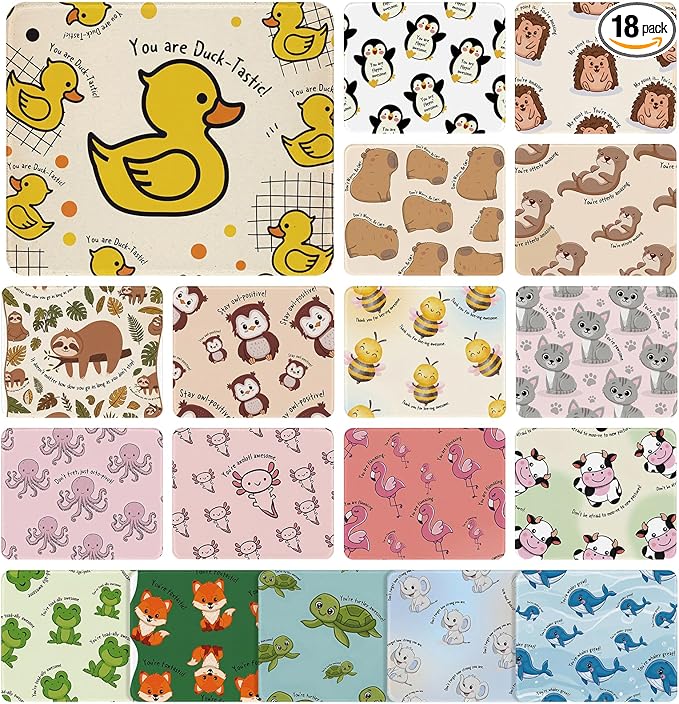 Seajan 18 Pcs Employee Appreciation Gift Bulk Mouse Pad Bulk Inspirational Computer Mouse Pad Gift for Social Worker Volunteer Teacher Nurse 8.27 x 10.24'' (Animal)