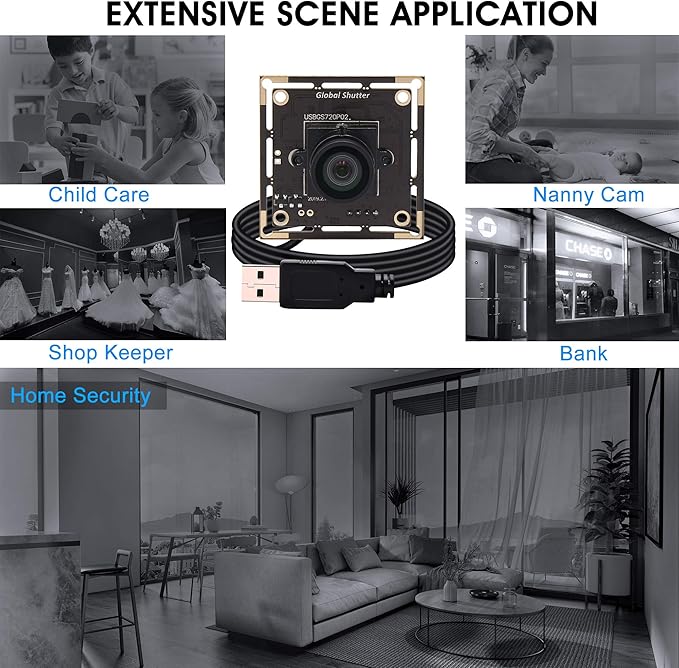 Global Shutter USB Camera Module 720P 60FPS Wide Angle 1MP UVC USB2.0 PC Camera for Laptop Jetson Nano