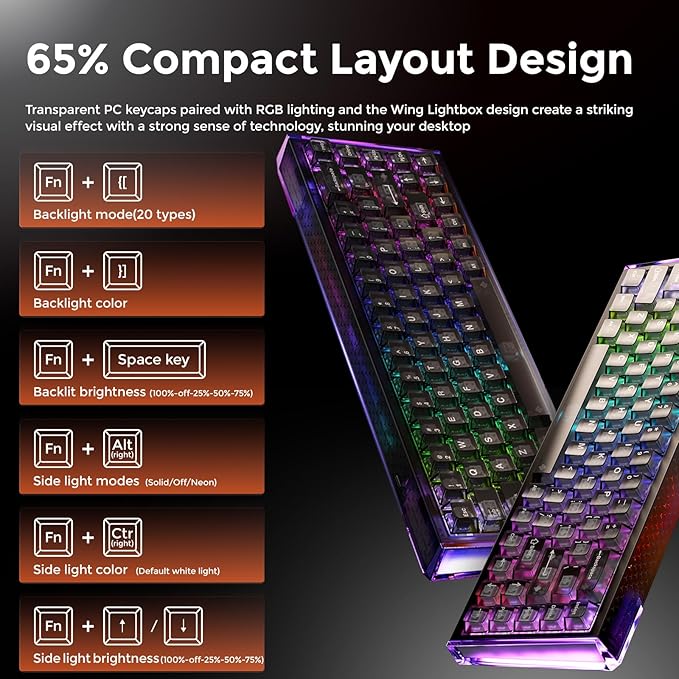DAREU COOL68 60% Wired Gaming Keyboard Rapid Trigger Magnetic Switch Keyboard with 8000Hz Polling Rate Adjustable Actuation 0.1ms Latency Gasket Mount Hot swappable RGB Light