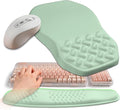 2-in-1 Ergonomic Set Wave Keyboard Wrist Rest and Massage Slope Mouse Pad Wrist Support Rebound Memory Foam for Relieve Carpal Tunnel Syndrome and Wrist Pain (Light Green)