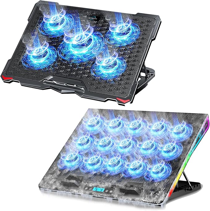 AICHESON Gaming RGB Laptop Cooling Pad 15 Fans and S035 Blue Laptop Cooler Set