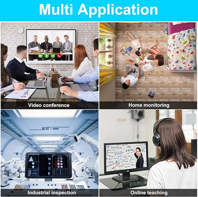 1080P USB Camera 30fps Video Webcam with Wide Angle &amp No Distortion H.264 Low Light Correction Built-in Mic Metal Case for PC/Mac/Android/Linux