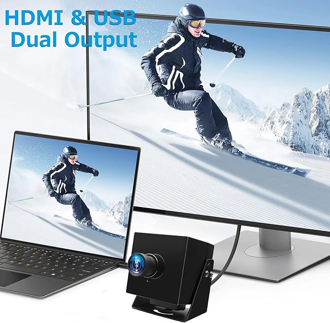 MMlove HDMI USB Camera 4K 30FPS Webcam USB2.0/HDMI Simultaneous Output 80° Wide Angle H.264 2X Digital Zoom PC Streaming Web Camera USB Plug &amp Play for Linux Windows Android Mac Raspberry Pi