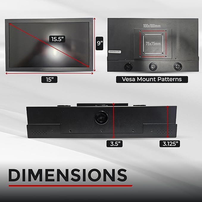 15.5 POE Powered Monitor POE Output Passthrough 12V DC Outputs 1080p Built in Accessory Case