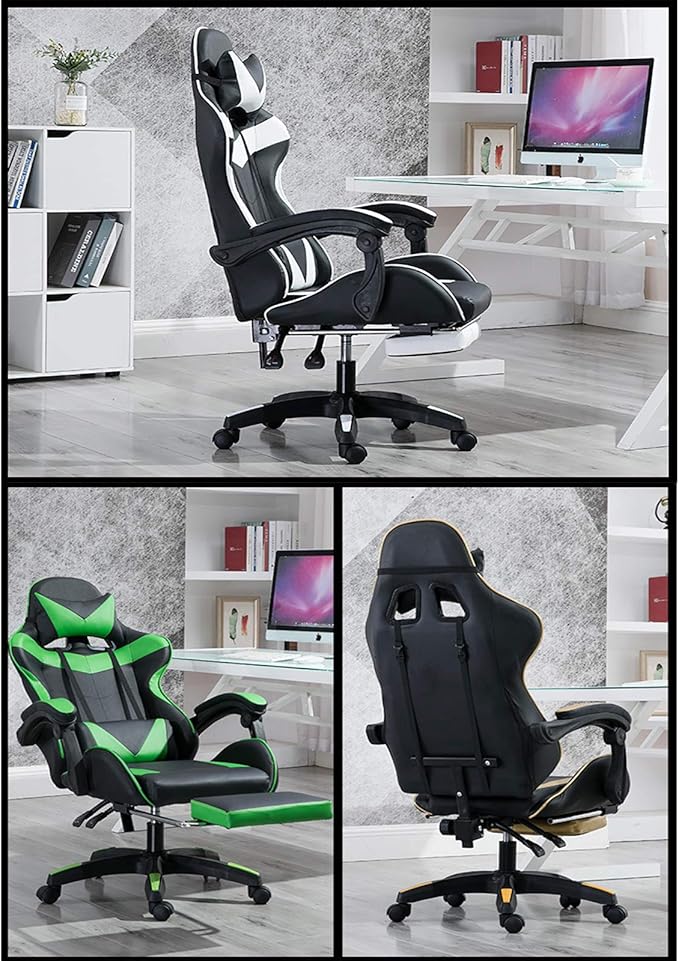 Office Chair Gaming Chair Computer Chair Andrgonomic Swivel Computer Chair with Headrest FootrestHigh Back Gaming Chair Racing Game ChairHeight Adjustable Gamer Chair PU Leather Office Cha