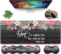 Ergonomic Keyboard Wrist Rest &amp Mouse Pad Wrist Rest SetLarge XXL Gaming Desk Mat 31.5x 11.8Non-Slip Base Memory FoamEasy Typing Pain Relief for Office &amp HomeFloral Quote Bible Verse Ps