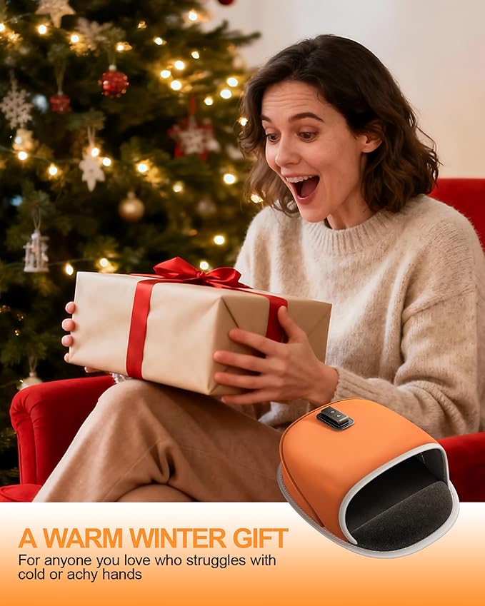 Heated Mouse Pad Hand Warmer 3-Temperature &amp Timer Dual-Sided Heating Hand Warmer Mouse Pad with Ergonomic Wrist Support Design Desk Warmer Universal Accessories for Computer Desk-Orange