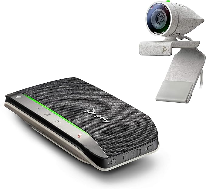 Plantronics Poly - Studio P5 Webcam with Poly Sync 20+ Speakerphone Kit Polycom - 1080p HD Professional Video Conferencing Camera &amp Bluetooth Wireless Smart Speakerphone-Certified for Zoom &amp T