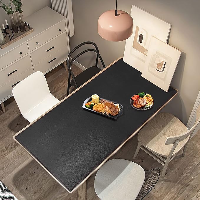 ZORESYN Conference Table Pads (66.9 x 27.6) - PU Leather Extended Large Mousepad Desk Mat - Nonslip Base and Waterproof Desktop Writing Pad Mouse Mat (Black)