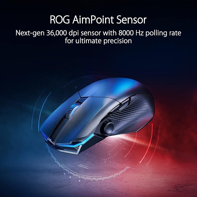ASUS ROG Chakram X Origin Wireless Gaming Mouse – MMO/MOBA Design Detachable Joystick 11 Programmable Buttons Right-Handed 123g Tri-Mode Connectivity 36K DPI up to 150Hr Battery PC/Mac Support