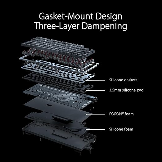 ASUS ROG Azoth Wireless Mechanical Gaming Keyboard – 75% TKL Tri-Mode Connectivity Hot Swappable Pre-lubed ROG NX Snow Linear Switches PBT Keycaps RGB OLED Display PC/Mac Support - White