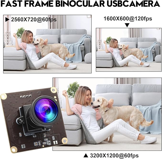 ELP 260fps USB Camera Module for Computer - 120 Wide Angle Lightburn 2MP Mini USB2.0 PC CMOS OV4689 260FPS@360P 120FPS@720P 60FPS@1080P FHD Web High Frame for Jetson Nano