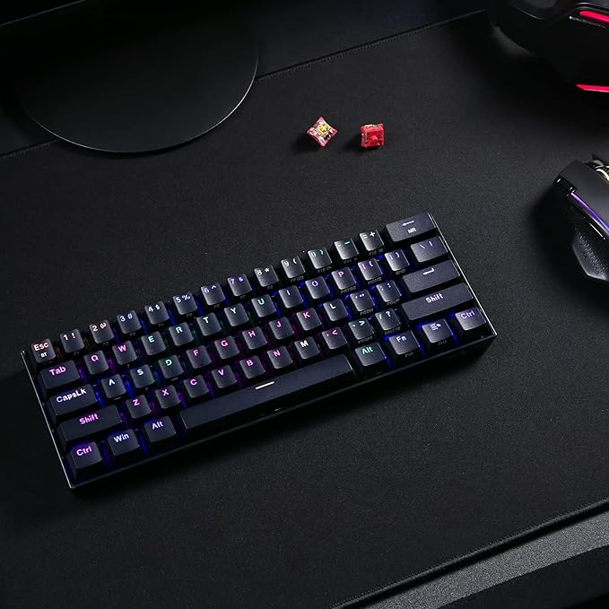 Redragon K530 Pro Draconic 60% Wireless RGB Mechanical Keyboard BT/2.4Ghz/Wired 3-Mode 61 Keys Compact Gaming Keyboard w/Hot-Swap Socket Free-Mod Plate Mounted PCB &amp Clicky Blue Switch
