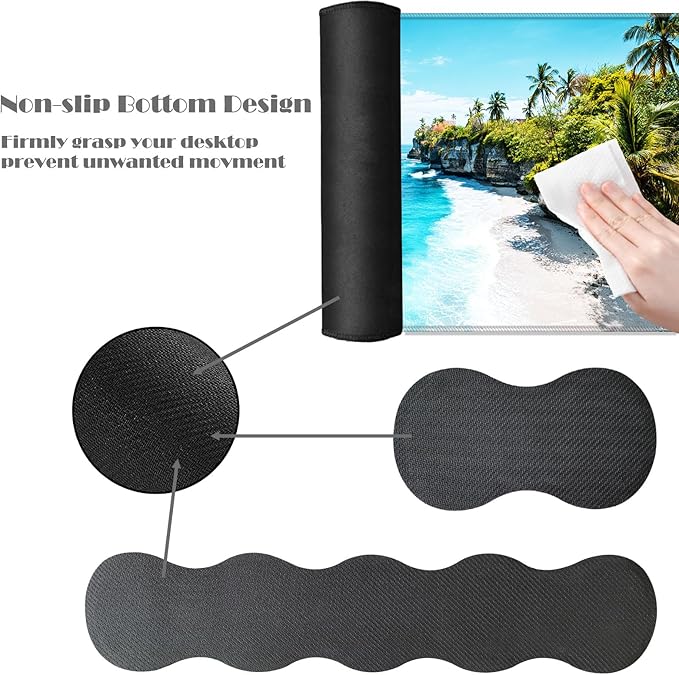 Ergonomic Keyboard Wrist Rest &amp Mouse Pad Wrist Rest SetXL Gaming Desk Mat 31.5x 11.8Non-Slip BaseMemory FoamEasy Typing Pain Relief for Office &amp HomeTropical Beach Palm Trees