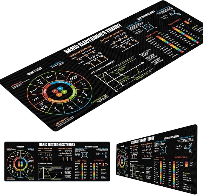 Basic Electronic Theory Mouse Pad Perfect for Students Engineers &amp Technicians with Circuit Design &amp Electrical Reference Essential Computer Accessories for Study Work and Reference Purpo