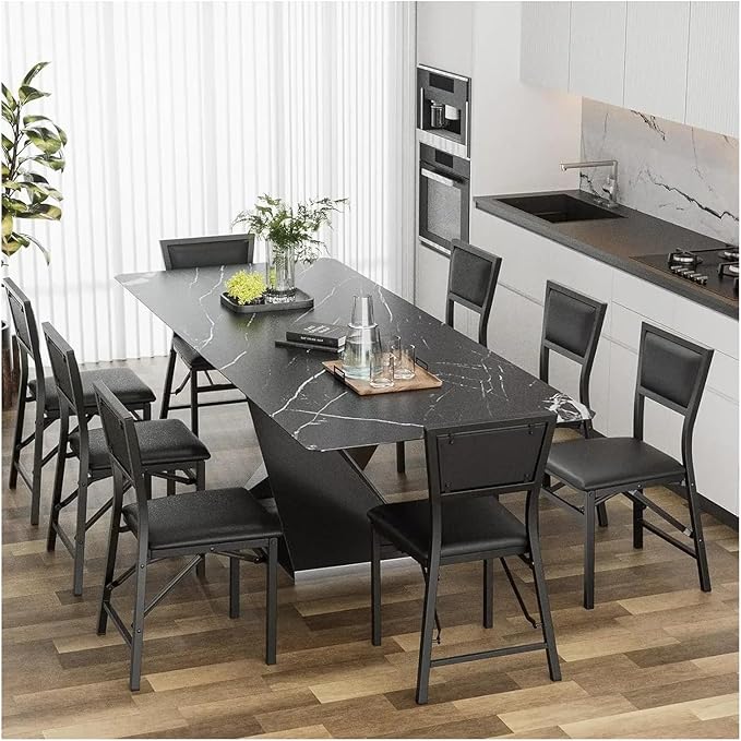 Adjustable Office Computer Chair with Armrest 1pcs Black Foldable Dining Chairs with Cushion Heavy Duty Metal Frame for Small Spaces