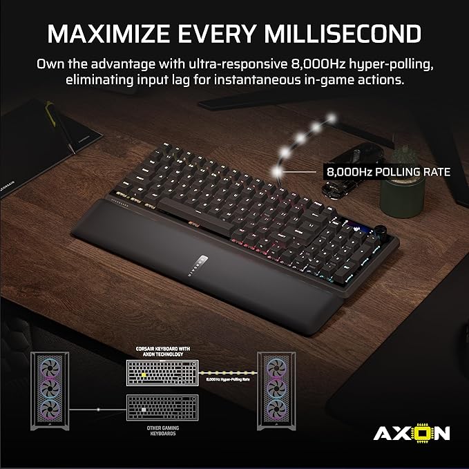 Corsair Vanguard 96 Wired Mechanical Gaming Keyboard – 96% Layout MLX Fusion Tactile Switches 8000Hz Polling LCD Display Virtual Stream Deck G-Keys SOCD Flashtap QWERTY US – Black