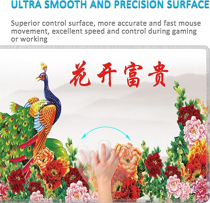 LL-COEUR XXL Landscape Gaming Mouse Pad Computer Keyboard Mat Office Desk Pad (Peacock 47.2 x 23.6 x 0.12)