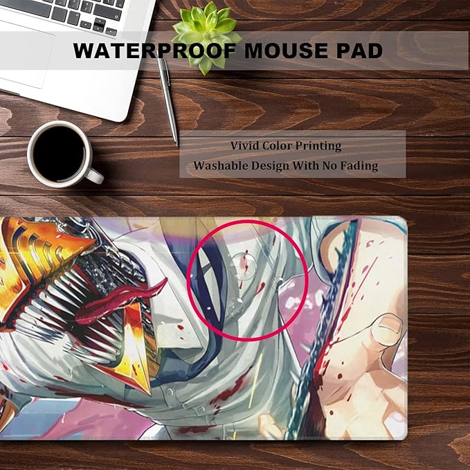 RGB Anime Mouse Pad Water Resist Keyboard PadMouse Pads with Non-Slip Rubber BaseOffice Computer Key Board Mousepad Computer Keyboard Mousepads Mat 800 x 300mm / 31.5×11.8 inches (4)