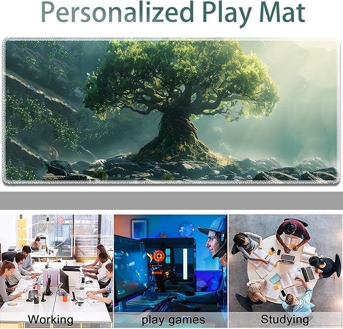 Large Gaming Mouse Pad + Keyboard Wrist Rest + Wrist Support + Coaster Set Memory Foam Ergonomic for Easy Typing XXL Extended Gaming Mouse Pad Table Pad - Tree of Life