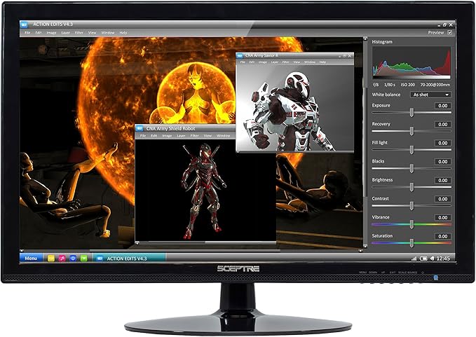 Sceptre 24-inch FHD LED Gaming Monitor 2X HDMI VGA 75Hz Build-in Speakers Machine Black