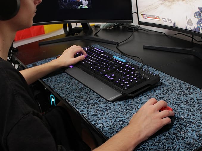 CrashPad XXL Gaming Mouse Pad - 36 x 16 - Thick Extended Gaming Desk Mat (White)
