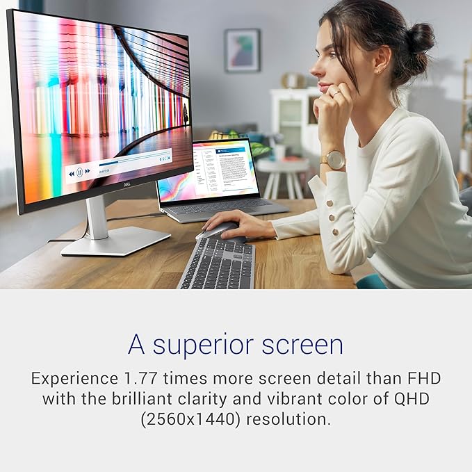 Dell S2722DC Monitor - 27-inch WQHD (2560x1440) 75Hz 4Ms Display AMD FreeSync Built in Speaker USB Type-C/USB 3.2 Gen 1/HD (Renewed)