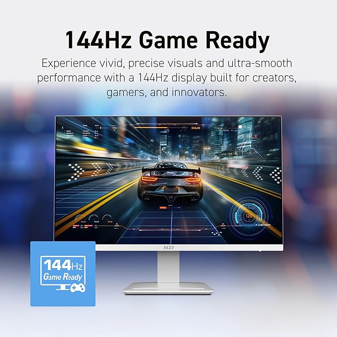 msi PRO MP273QW E14 27-inch IPS 2560 x 1440 (QHD) Computer Monitor 144HzAdaptive-Synch HDMI DP Port VESA Mountable Tilt Speaker 1ms White