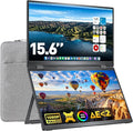 Portable Monitor Foldable Dual Screen 15.6 inch FHD 107% sRGB IPS HDMI USB-C Travel Monitor for Laptop Mac PC Windows DisplayLink Stacked Screen Extender with Kickstand VESA Compatible