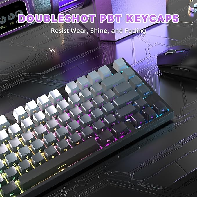 ATTACK SHARK R82HE Rapid Trigger Wired Mechanical Gaming Keyboard TKL NKRO RGB with 8K Polling0.005mm Accuracy256K Scan Rate5 Layer Sound DampedHall Effect Magnetic Switch for PC Mac(Moonlight)