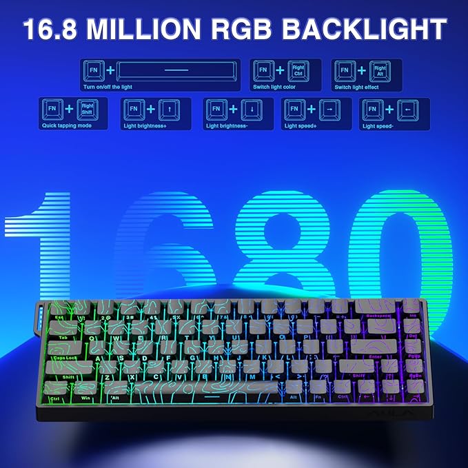 AULA WIN68 HE Mechanical Gaming Keyboard 60% Hall Effect Magnetic Switch Fast Trigger Mode Adjustable Actuation 8000Hz Polling Rate RGB Backlit Small Wired Keyboard for Laptop/PC Gamer