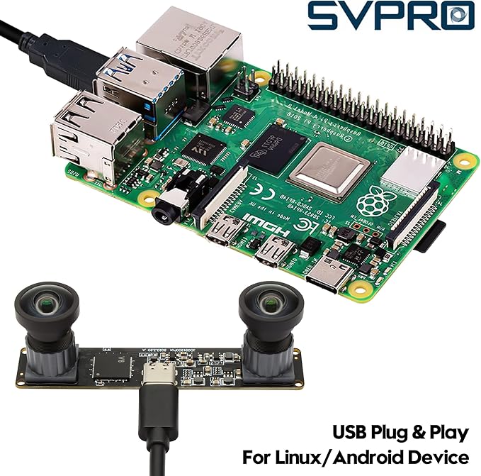 SVPRO 1200P 60fps Global Shutter USB Camera with Dual M12 Lens 3D Stereo Wide Angle Computer Vision Industrial Face Recognition Camera for WindowsLinuxAndroidMacOSRaspberry Pi
