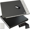 Qloud Glass Mouse Pad Large Pro Esports Glass Mousepad Gaming Pad for Speed and Precision Glasspad Mousepad Includes Gaming Sleeve Ice Dot Skates and Microfiber Cloth 17.72 x 14.96 (03 - Gray)