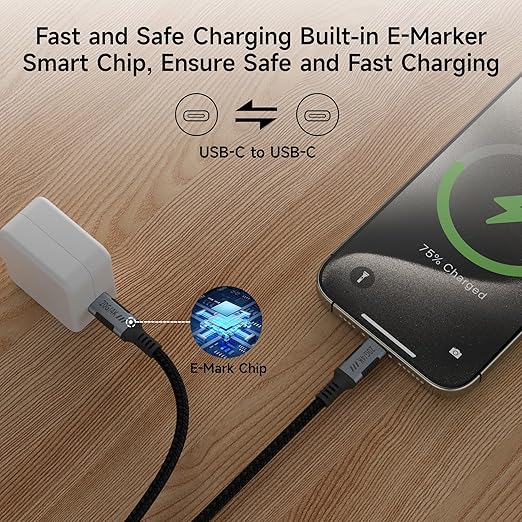Short USB C 3.2 Gen 2x2 Cable [0.5FT2Pack] Compatible with Thunderbolt 3 CableUSB C 20Gbps Data TransferType C 240W Fast Charging4K@120Hz Video Output for MonitorDisplaySSD.DockingHub.