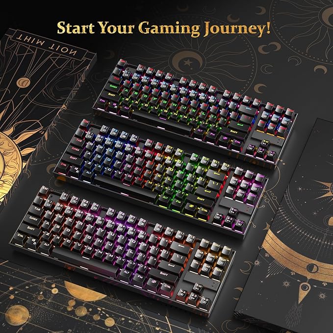 Redragon K552P Mechanical Gaming Keyboard TKL with 18 Backlight Modes Hot-Swappable Red Switches 87-Key Compact Ergonomic Design N-Key Rollover &amp Software Programmable Macro - RGB Black