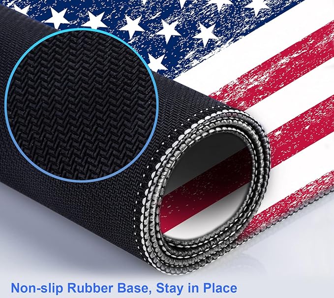 American Flag XXL Extended Mouse Pad Laptop Pad Waterproof Non Slip Gaming Office and Home Stitching Edge Table Pad 35.4 x 15.7 x 0.12 Inches