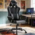 Dkeli PC Gaming Chair Office Chair Racing Desk Chair with Lumbar Support Arms Headrest Massage High Back PU Leather Ergonomic Computer Chair Rolling Adjustable Swivel Chair for Women Men Adult Grey