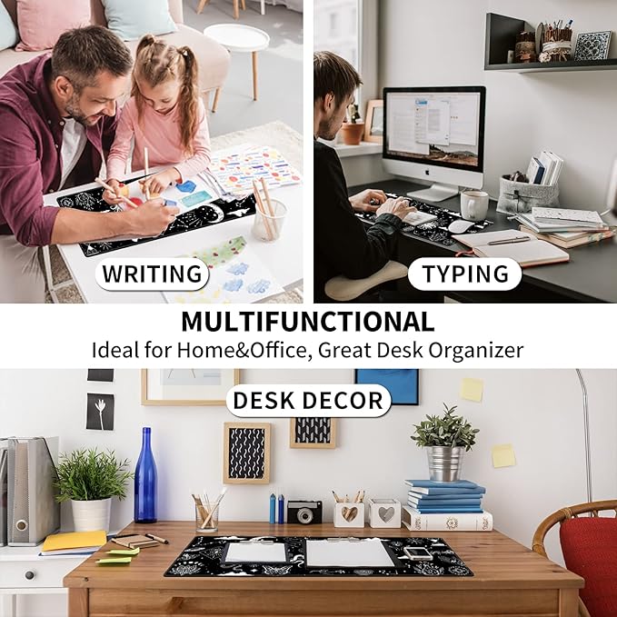 Large Gaming Mouse Pad Keyboard Mouse Wrist Rest Support Set with Memory Foam Ergonomic Easy Typing Extended Desk Mat Non Slip for Home Office Game and Study Astrology Celestial Theme