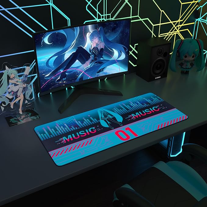 Mouse Pad with Non-Slip Rubber Base 35.4 × 15.7 Hatsune Miku Collaboration Series