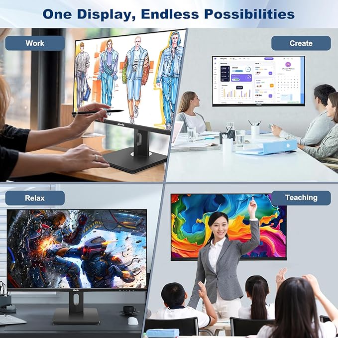 Touch Screen Monitor Touchscreen Monitor 27'' QHD 2560x1440 100Hz Touch Screen Monitors w/ 10-Point Touch Built-in Speakers Type C VESA Stylus Pen Perfect for Bar Gym Business Black