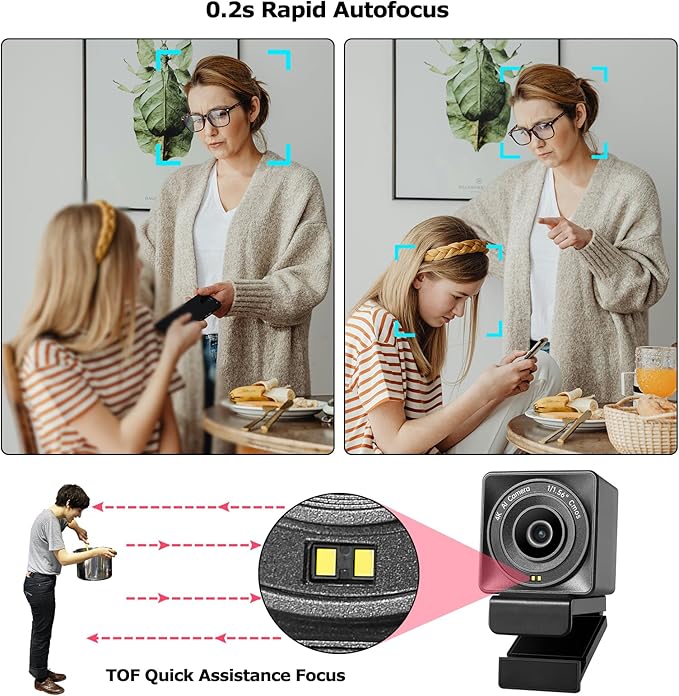 VM50 4K Webcam for PC 1/1.56 Sensor Ultra Low Light&ampCorrection4K30&amp1080P60AI Framing AutofocusBeauty ModeGesture Control 4X ZoomWDRNo Mic for StreamingMeetingGamingOBS DSLR style con
