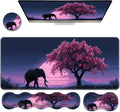 Ergonomic Keyboard Wrist Rest &amp Mouse Pad Wrist Rest SetXL Gaming Desk Mat 31.5x 11.8Non-Slip BaseMemory FoamEasy Typing Pain Relief for Office &amp HomeBlack Elephant Pink Tree