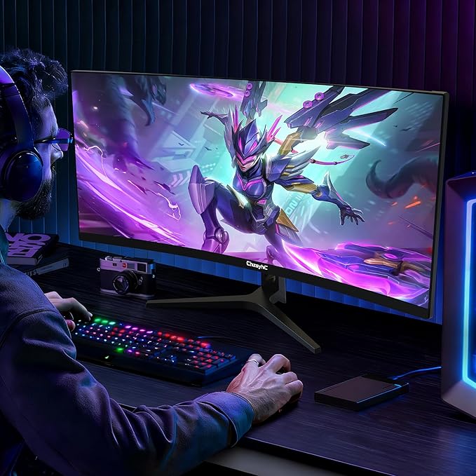 34 Inch Ultrawide Curved Gaming Monitor - WQHD 3440x1440p 165Hz 120% sRGB FreeSync VESA Mountable (DP&ampHDMI Cable Incl.) - Immersive PC Monitor for Gamers &amp Professionals Black