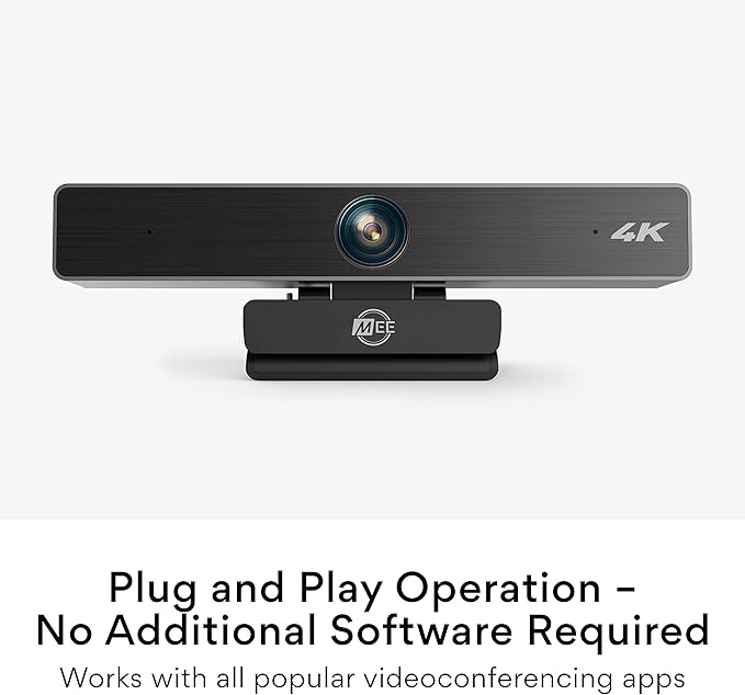 MEE Audio C11Z 4K Ultra HD Webcam with ANC Microphones 4X Digital Zoom Low Light Correction Wide Angle Lens and Privacy Cover for Zoom Video Conferencing on Computer PC Mac Laptop Desktop