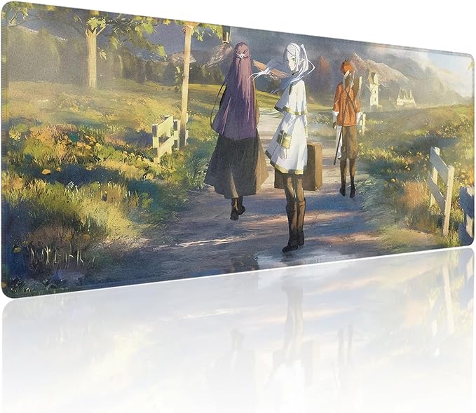 Anime Mouse Pad Water Resist Keyboard PadMouse Pads with Non-Slip Rubber BaseOffice Computer Key Board Mousepad Computer Keyboard Mousepads Mat 800 x 300mm / 31.5×11.8 inches (Frieren C)